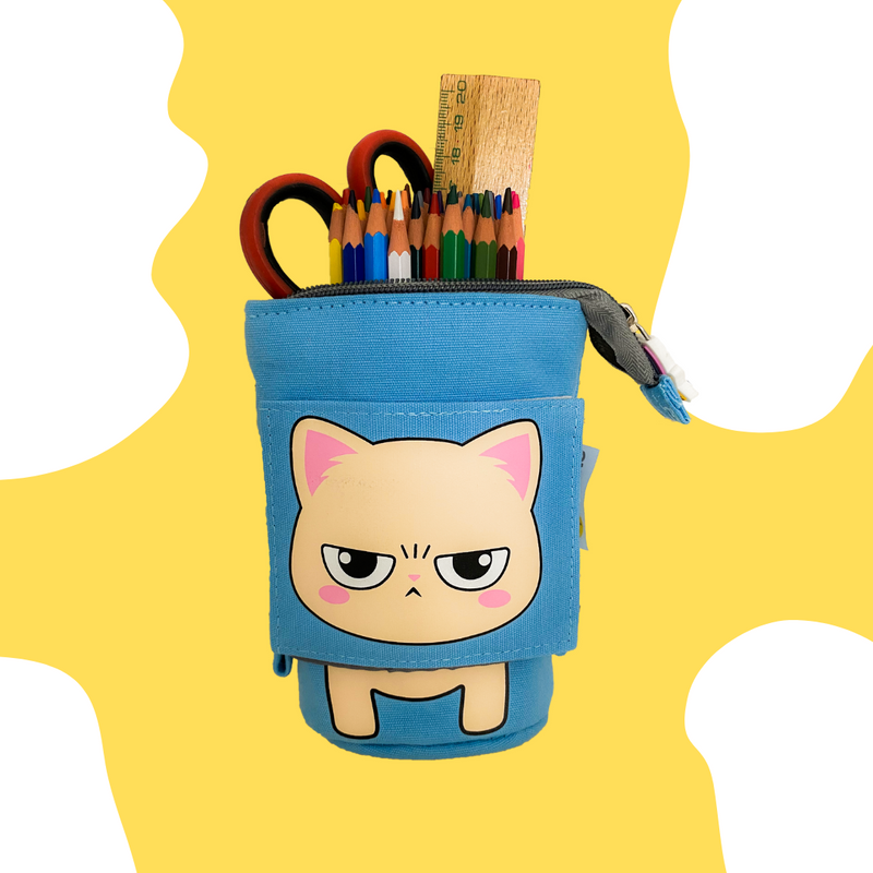 Trousse pot à crayons chat pour enfant